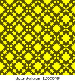 Dark patterns on yellow background, seamless background
