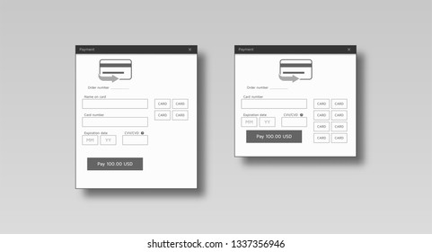 Dark payment blank template for internet payment interface frame