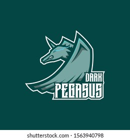 dark pegasus logo design template, vector illustrator