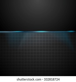 Fondo oscuro perforado con luz azul brillante. Diseño de vectores