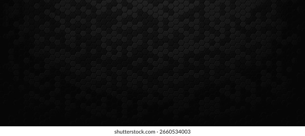 Fondo de metal perforado oscuro con patrón de rejilla hexagonal y gradiente de iluminación suave. Ideal para proyectos de diseño tecnológico, industrial y futurista.