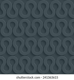 Dark perforated paper with cut out effect. Abstract 3d seamless background. Vector EPS10.