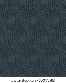 Dark perforated paper with outline extrude effect. 3d seamless background. Vector EPS10.