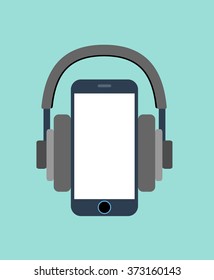Dark phone with gray headphones