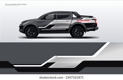 Dark pick up truck car wrap livery design vector file eps 10 printable file