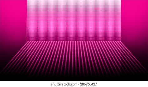 Dark pink Abstract light lamps background for Technology computer graphic website internet and business.. Screen on stage. Vector illustration.Spot Effect. neon. point, platform, Spotlights