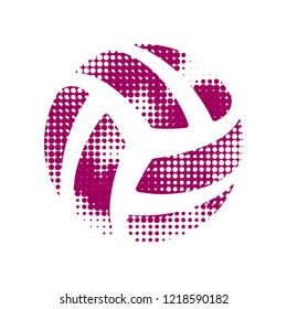 Dark pink abstract volleyball symbol isolated on white background