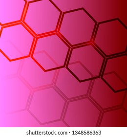Dark pink background with bright hexagons, which is suitable for business cards or flerov. Vector illustration