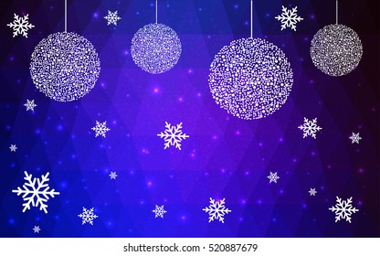 Dark Pink Blue christmas postcard low polygon background. Vector illustration consisting of triangles. Abstract triangular polygonal origami or crystal design of New Year celebration.