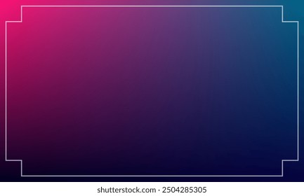 dark pink and blue gradient background with white rectangular line frame