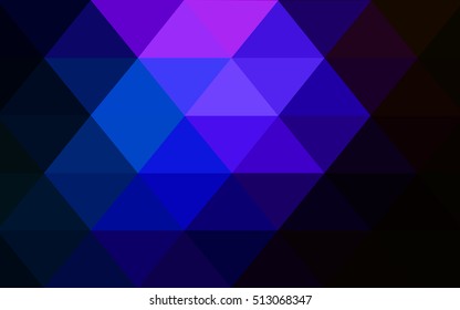 Dark pink, blue low poly background. Brand-new colored illustration in blurry style with gradient. Triangular pattern for your business design.