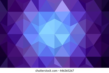 Dark pink, blue triangle mosaic pattern. Creative illustration in halftone style with gradient. The completely new template can be used for your brand book.