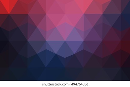 Dark pink, blue triangle mosaic pattern. Colorful abstract illustration with gradient. The textured pattern can be used for background.