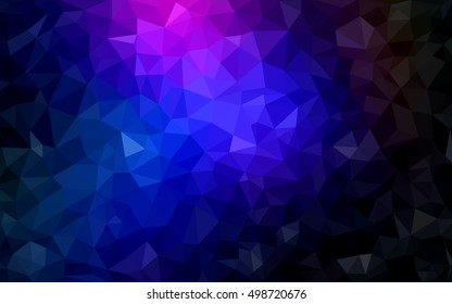 Dark pink, blue triangle mosaic background. Glitter abstract illustration with an elegant design. Triangular pattern for your business design.