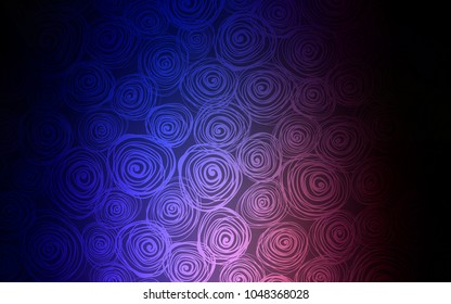 Dark Pink, Blue vector abstract doodle background. Roses on elegant natural pattern with gradient. The doodle design can be used for your web site.