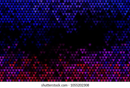 Dark Pink, Blue vector abstract lovely pattern with Hearts on white background. Happy Valentine's Day Greeting Card with small hearts. Stock template for your romantic ad, leaflet, banner.