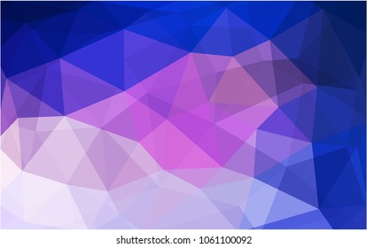 Dark Pink, Blue vector abstract textured polygonal background. Blurry triangle design. Pattern can be used for background.