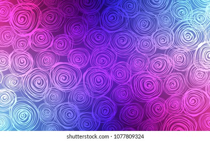 Dark Pink, Blue vector abstract doodle template. Colorful abstract illustration with roses in doodle style. The elegant pattern can be used as a part of a brand book.