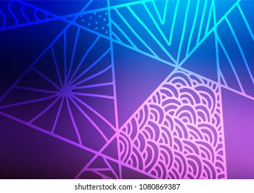 Dark Pink, Blue vector abstract doodle template. Ethnic elegant natural pattern with gradient. A completely new design for your business.