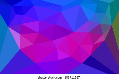 Dark Pink, Blue vector abstract polygonal template with a heart in a centre. Colorful abstract illustration with triangles. Template for cell phone's backgrounds.