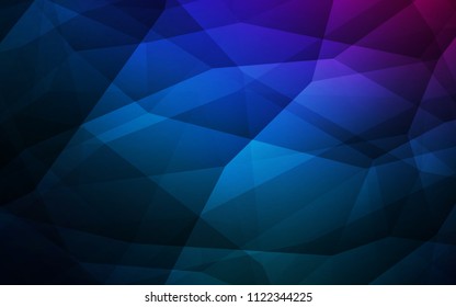 Dark Pink, Blue vector abstract polygonal template. Elegant bright polygonal illustration with gradient. Triangular pattern for your design.