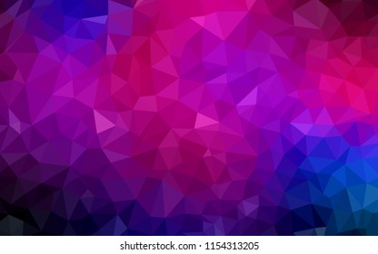 Dark Pink, Blue vector abstract polygonal background. Shining polygonal illustration, which consist of triangles. Triangular pattern for your design.