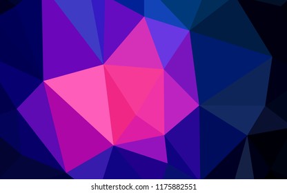 Dark Pink, Blue vector abstract mosaic background. Triangular geometric sample with gradient.  Brand new design for your business.