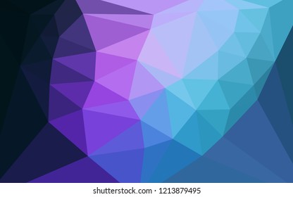 Dark Pink, Blue vector abstract mosaic background with a heart in a centre. Illustration in Origami style with gradient. Completely new template for your banner.