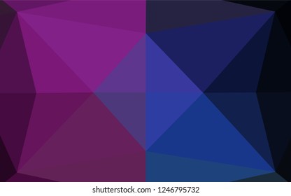 Dark Pink, Blue vector abstract polygonal cover. Shining illustration, which consist of triangles. The textured pattern can be used for background.