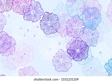 Dark Pink, Blue vector abstract design with leaves. An elegant bright illustration with flowers. Brand new design for your business.
