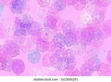 Dark Pink, Blue vector abstract backdrop with leaves. Shining colored illustration with flowers. Template for backgrounds of cell phones.