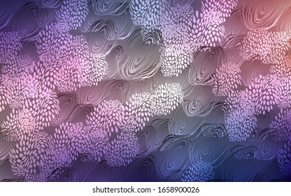 Dark Pink, Blue vector abstract doodle pattern. Flowers on blurred abstract background with gradient. The pattern can be used for coloring books and pages for kids.