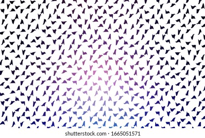 Dunkelrosa, blaue Vektorillustration abstrakter bunter Hintergrund, der aus Dreiecken besteht. Muster mit farbigen Dreiecken auf weißem Hintergrund.