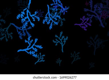 Dark Pink, Blue vector abstract backdrop with sakura. Leaves and branches with gradient on white background. New template for your brand book.