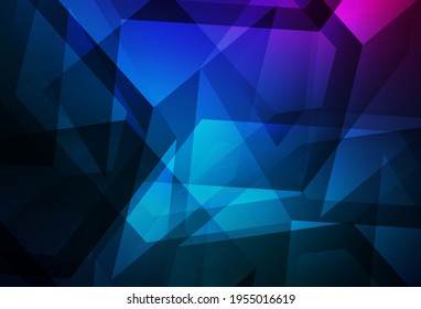 Fondo de mosaico abstracto de vector azul oscuro rosa y azul. Ilustración abstracta colorida con triángulos. Patrón triangular para tu diseño.