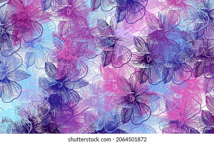 Dark Pink, Blue vector abstract pattern with flowers. An elegant bright illustration with flowers. Brand new style for your business design.