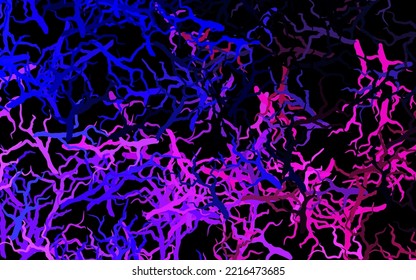 Dark Pink, Blue vector abstract pattern with leaves, branches. Decorative design in Indian style on white background. Template for backgrounds of cell phones.