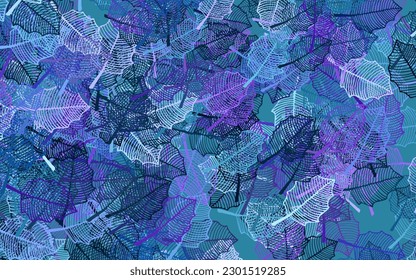 Patrón abstracto del vector azul oscuro con hojas. Ilustración de nuevo color de estilo borroso con hojas. Diseño pintado a mano para la web, folletos.