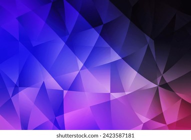 Dark Pink, Blue vector abstract polygonal pattern. Shining polygonal illustration, which consist of triangles. Textured pattern for your backgrounds.