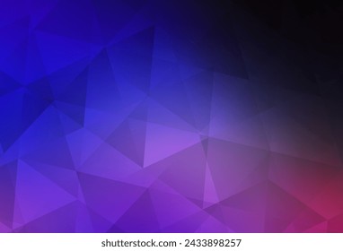 Dark Pink, Blue vector abstract mosaic pattern. Triangular geometric sample with gradient.  Brand new style for your business design.
