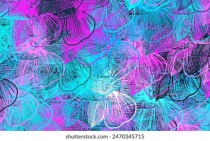 Rosa oscuro, fondo abstracto de Vector azul con flores. Ilustración abstracta brillante con flores. Patrón para Fondos de pantalla, libros para colorear.