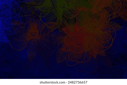 Dark Pink, Blue vector abstract pattern with flowers. Flowers with gradient on white background. Brand new design for your business.
