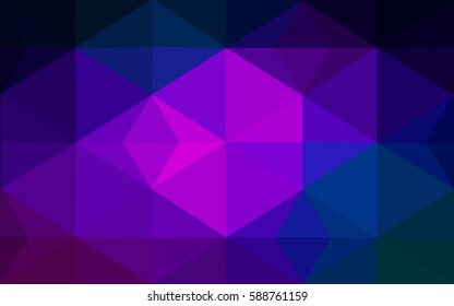 Dark Pink, Blue vector abstract textured polygonal background. Blurry triangle design. Pattern can be used for background.
