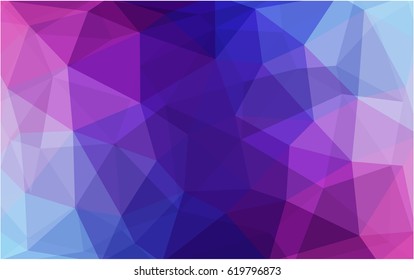 Dark Pink, Blue vector abstract textured polygonal background. Blurry triangle design. Pattern can be used for background.