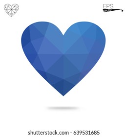 Dark Pink, Blue vector abstract glitter heart shape on white background in love concept for valentine's day with sweet and romantic moment. Polygonal design for your business.