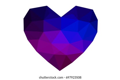 Dark Pink, Blue vector abstract glitter heart shape on white background in love concept for valentine's day with sweet and romantic moment. Polygonal design for your business.