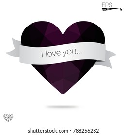 Dark Pink, Blue vector abstract glitter heart shape on white background in love concept for valentine's day with sweet and romantic moment. Polygonal design for your business.