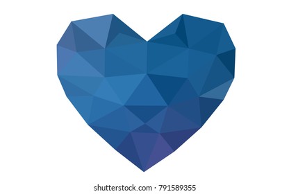 Dark Pink, Blue vector abstract Triangle Geometrical Heart on white polygonal background. Happy Valentine's Day Greeting Card. Stock template for your design.