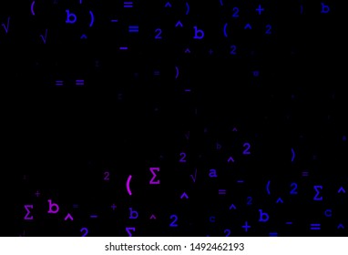 Dark Pink, Blue vector backdrop with algebra elements. Colored mathematic signs with gradient on white background. Best design for your math college.