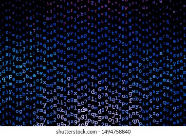 Dark Pink, Blue vector backdrop with english symbols. Blurred design in simple style with signs of alphabet. Pattern for booklets, leaflets of education.